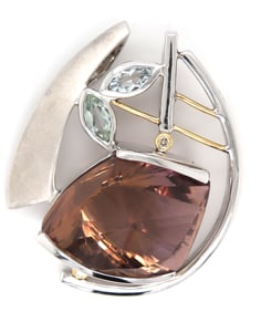 925 Sterling silver Abstract quartz pendant