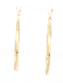 10kt Yellow gold diamond cut hoop earrings