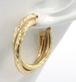 14kt Yellow gold twisted hoop earrings