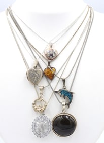 Lot of 7 Vintage 925 sterling silver necklaces