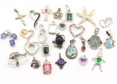 Group lot of Vintage 925 sterling silver pendants