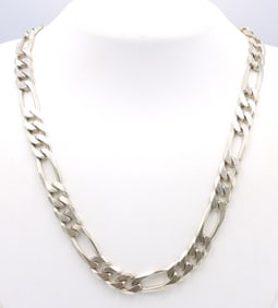 Heavy Vintage Italian 925 sterling silver Figaro chain necklace