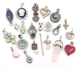 Group lot of Vintage 925 sterling silver pendants