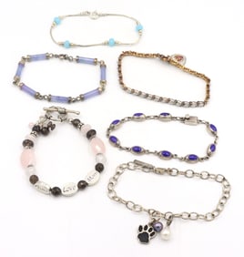 Group lot of 6 Vintage 925 sterling silver bracelets