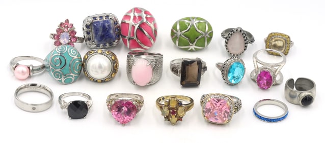 Group lot of Vintage colorful cubic zirconia rings