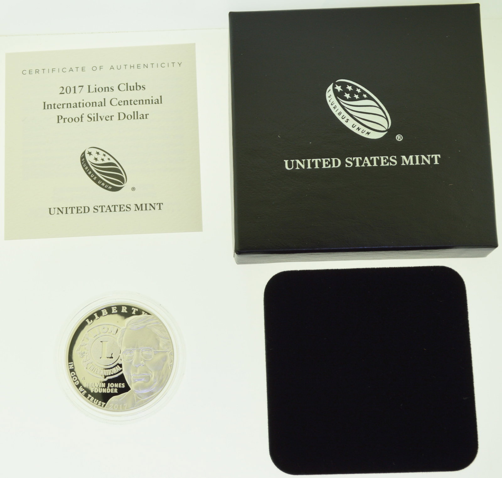 2017-P Lions Club International Centennial Proof Silver Dollar US Mint with Box and COA (1 of 3)