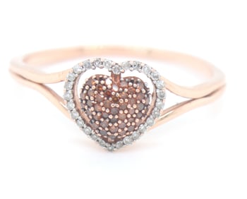 10kt Rose gold diamond heart shaped ring