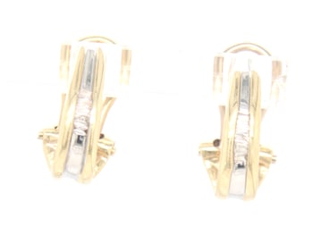 10kt Yellow gold half moon diamond earrings