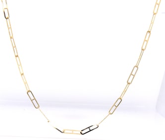 14kt Yellow gold Fancy Paperclip chain necklace