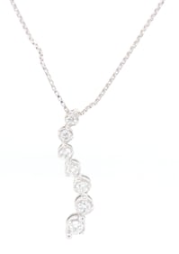10kt White gold diamond Journey pendant on chain