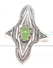 10kt White gold Filigree Jade ring