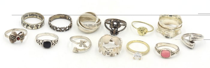 Vintage 925 sterling silver 13 rings
