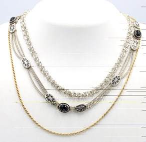 Group lot of 3 Vintage 925 sterling silver necklaces