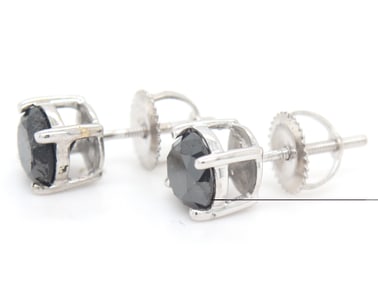 14kt White gold 1ctw black diamond stud earrings