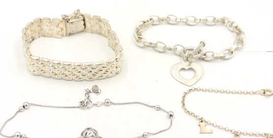 Group lot of 6 Vintage 925 sterling silver bracelets