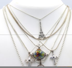 Group lot of 7 Vintage 925 sterling silver necklaces