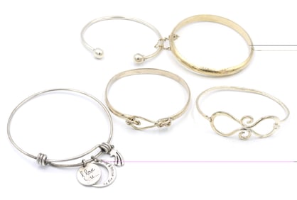 Group lot of Vintage 925 sterling silver bangles