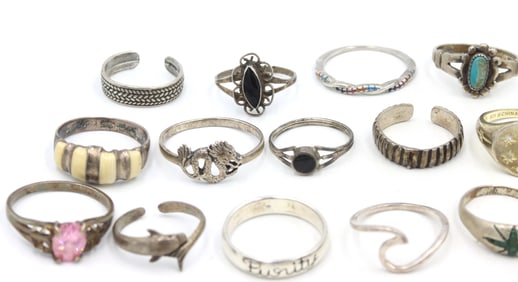 Group lot of Vintage 925 sterling silver rings
