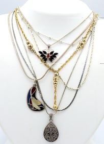 Group lot of 7 Vintage 925 sterling silver necklaces