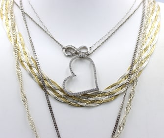 Group lot of 5 Vintage 925 sterling silver necklaces