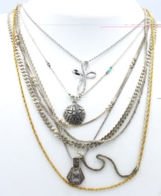 Group lot of 8 Vintage 925 sterling silver necklaces