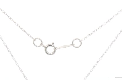 14kt White gold diamond accent key pendant on chain
