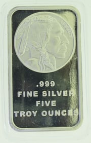Buffalo Indian Head 5 oz .999 Silver Bar