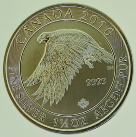2016 $8 Canada Arctic Falcon 1.5 Troy OZ .9999 Fine Silver Coin