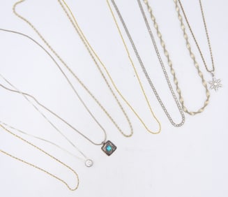 Group Lot of Vintage 925 Sterling Silver Necklaces