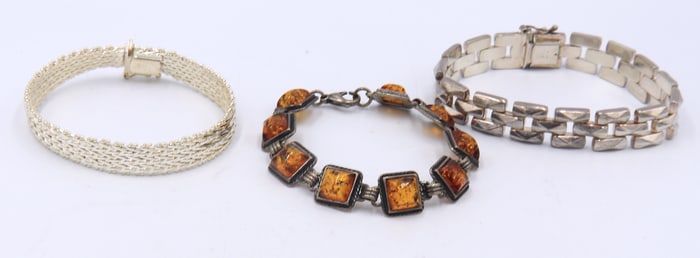 Vintage 925 Sterling Silver Group Lot of 3 Bracelets