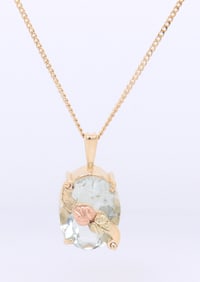 Fabulous Yellow Gold Oval Prasolite Pendant on Chain