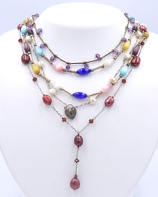 Group Lot of 5 Vintage 925 Sterling Silver Necklaces