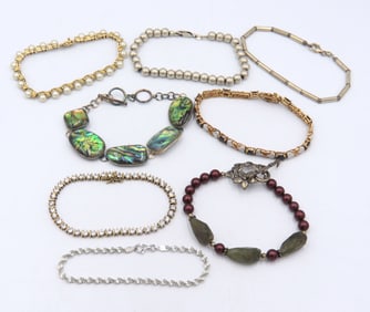 Group Lot of 8 Vintage 925 Sterling Silver Bracelets