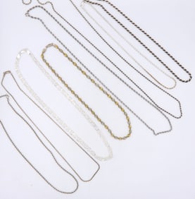Group Lot of 8 Vintage 925 Sterling Silver Chain Necklaces
