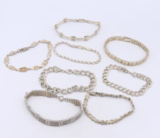 Group Lot of Vintage 925 Sterling Silver Bracelets