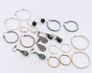 Group Lot of Vintage 925 Sterling Silver Earrings