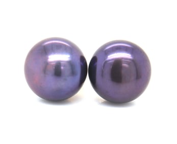 14kt Yellow Gold Nahoku Tahitian Black Pearl Stud Earrings