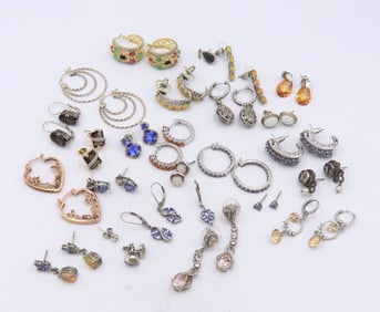 Big group lot of vintage 925 sterling silver earrings