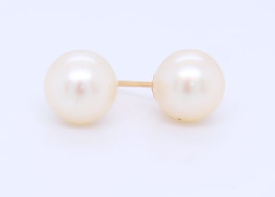 14kt Yellow gold 7.5-8mm pearl stud earrings