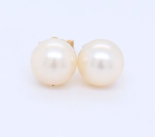 14kt Yellow gold 7.5-8mm pearl stud earrings
