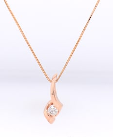 10kt Rose gold diamond pendant on chain necklace