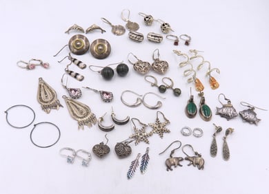 Group lot of vintage 925 sterling silver earrings