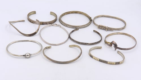 Group lot of vintage 925 sterling silver bangles