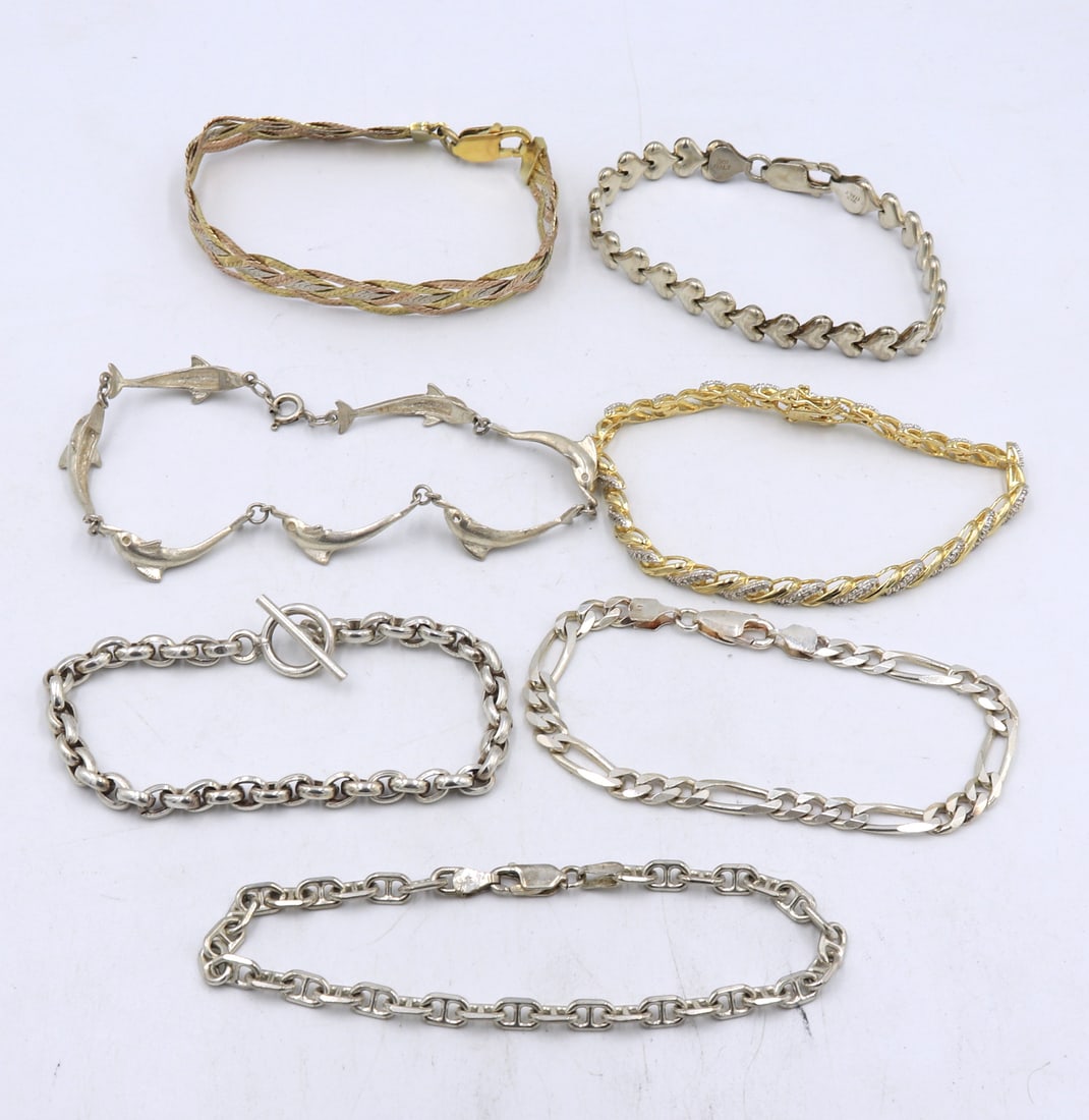 Group lot of vintage 925 sterling silver bracelets (1 of 10)