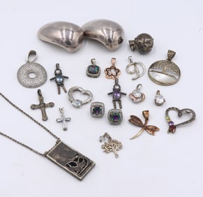 Group lot of vintage 925 sterling silver miscellaneous jewelry