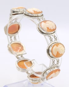 925 Sterling silver Cameo link bracelet