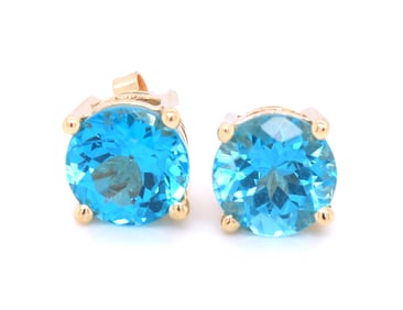 14kt Yellow gold round quartz stud earrings
