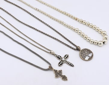 Group lot of vintage 925 sterling silver necklaces