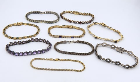 Group lot of 9 Vintage 925 sterling silver bracelets