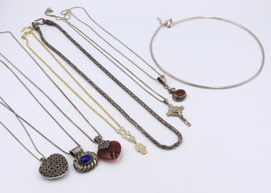 Group lot of 8 Vintage 925 sterling silver necklaces